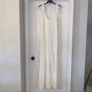 White fitted evening dress gown NWT